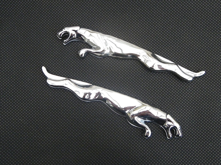 Chrome Jaguar PAIR Leaper Badges Set